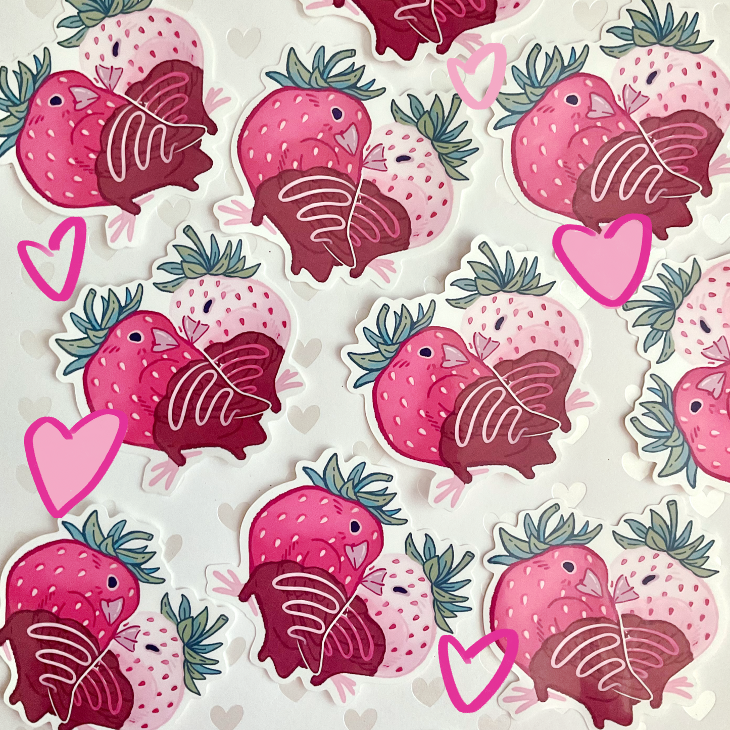 Chocolate Strawberry Finch Sticker