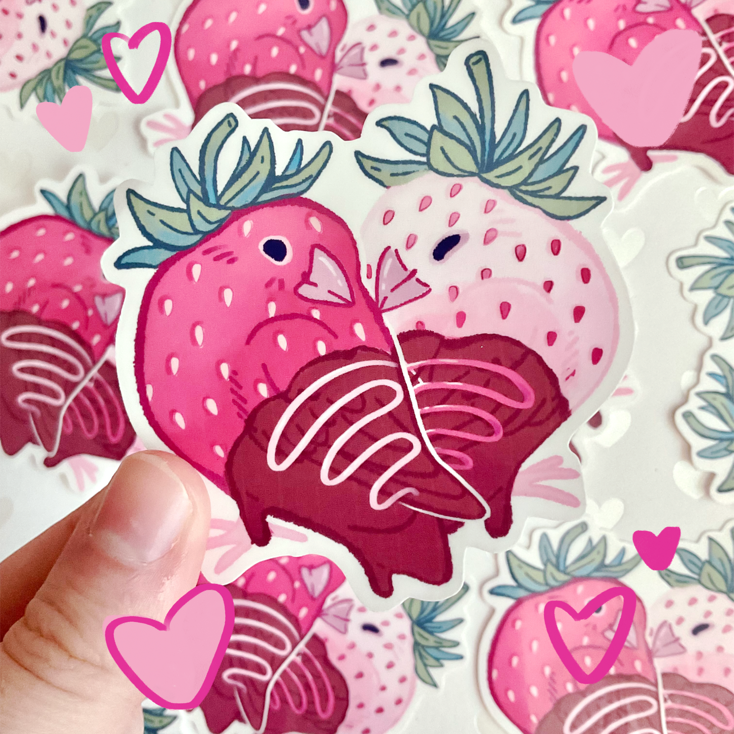 Chocolate Strawberry Finch Sticker