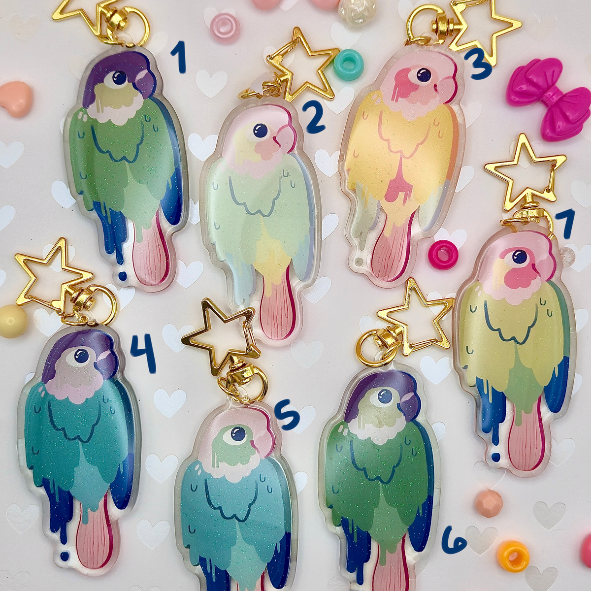 Parrot Popsicle Keychains