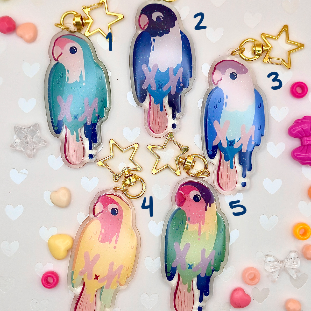 Parrot Popsicle Keychains