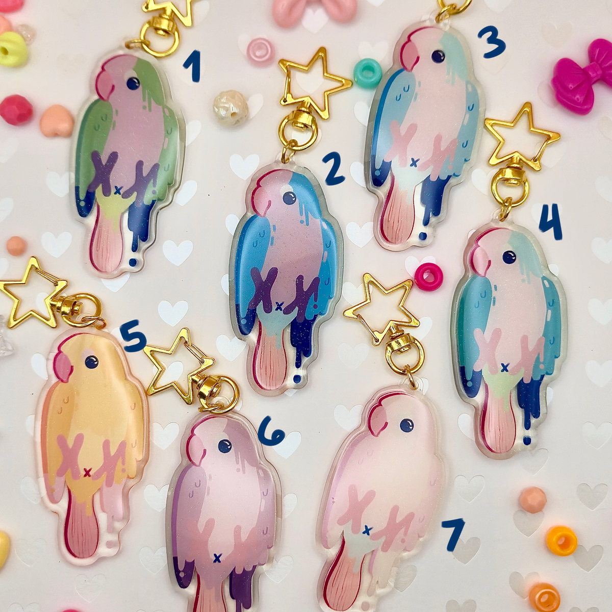 Parrot Popsicle Keychains