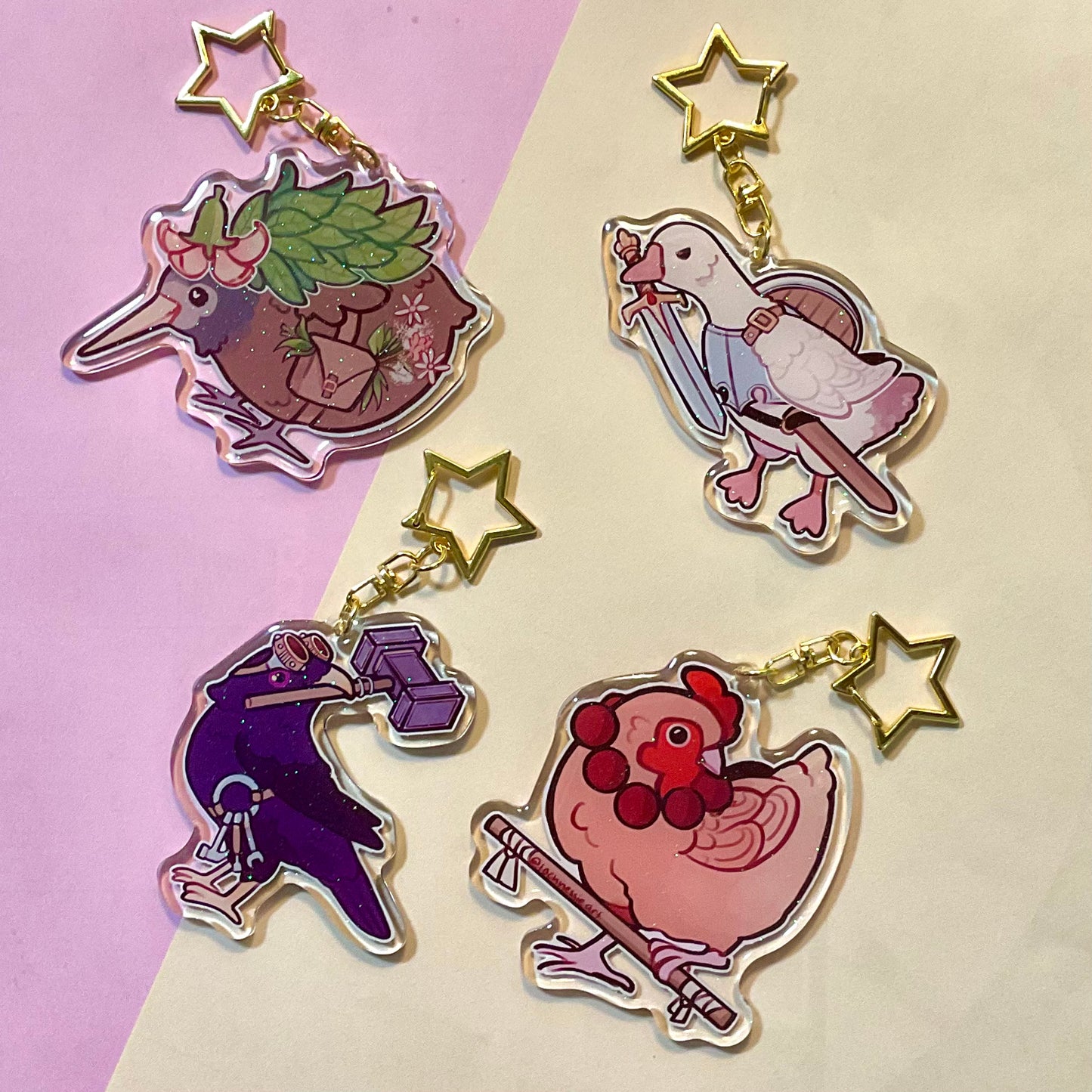 DnD Bird Glitter Charms